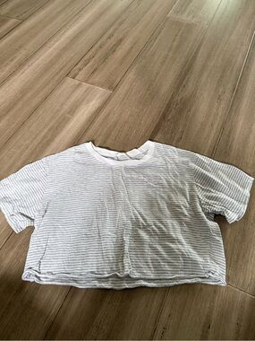 Garage White and Light Gray Striped Cropped Tee